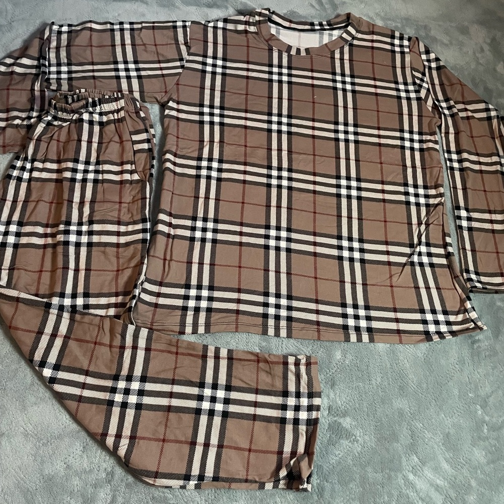 Womens Sleepwear Plaid Pajamas Set